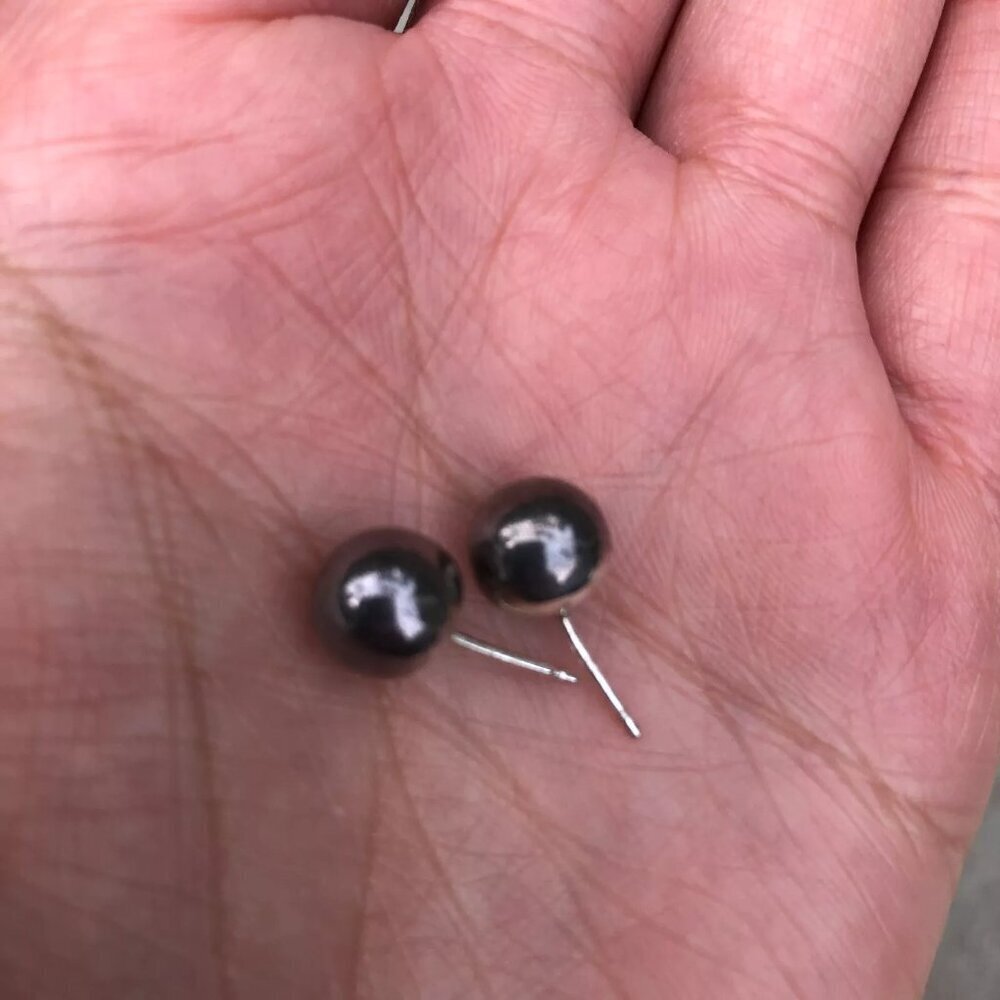 Vintage 925 Sterling Silver Ball Stud Earrings Minimalist Jewelry 1.93 grams​​​